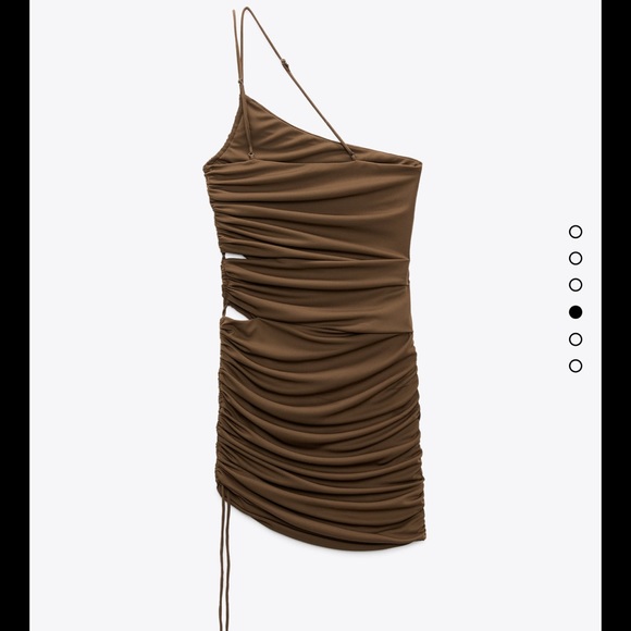 Draped asymmetrical brown dress - Picture 3 of 4